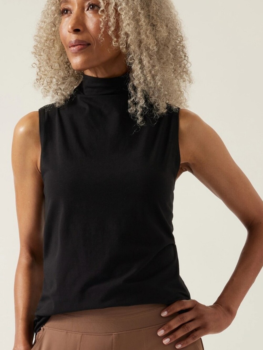 Athleta Black Mock Neck Sleeveless Tank medium